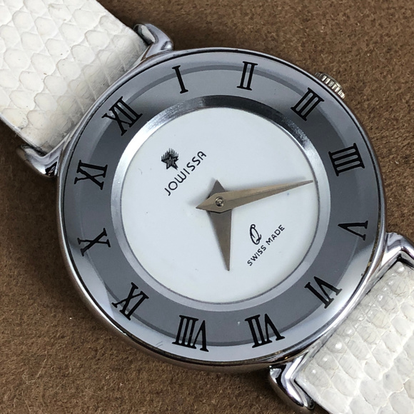 Vintage Jowissa Chrome Silver Watch Lizard Strap